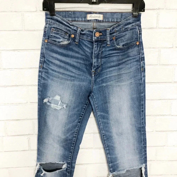 Madewell High Riser Distressed Skinny Jeans Women's Waist Size 27 - Picture 2 of 7